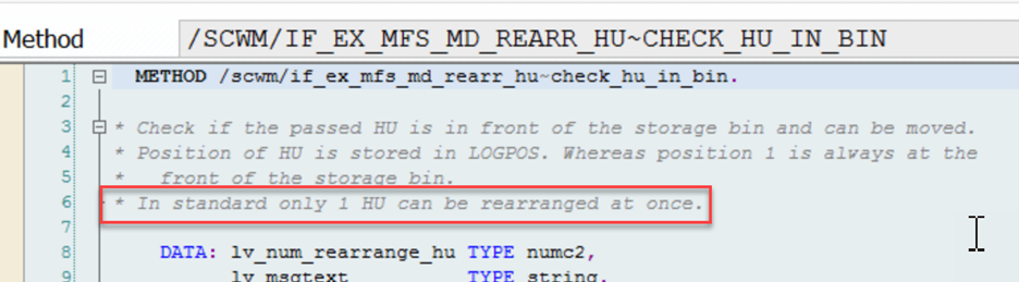 SAP EWM MFS rearrange multi-depth 31